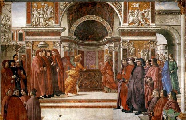 GHIRLANDAIO, Domenico Angel Appearing to Zacharias Spain oil painting art